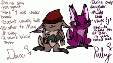 Dax and Ruby character sheets
