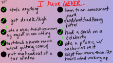 Checks mean I havent done it