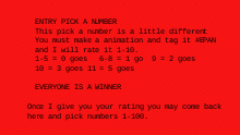 Entry Pick a Number