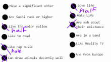 any "one line" is half