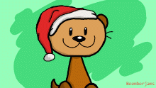 otter in santa hat