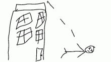a man fallling off a biulding
