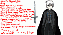 Fredrick character sheet