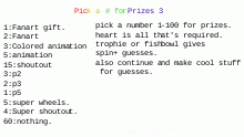 PICK A NUMBER FOR PRIZES 3