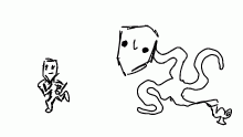 child running from creature