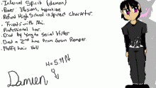Damien character sheet
