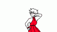 Cory in a red dress