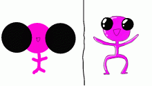 very happy pink stickboi