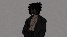 working on his hairstyle