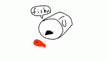 Mike the marshmallow has a fish