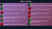 check list, cause i"m bored.