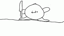 kirby with a knife